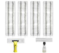 Lot de 4 serpillères de rechange en microfibre pour aspirateur de fenêtre Kärcher WV1 WV2 WV5 - 275 x 70 mm - Élimine efficacement la saleté et les rayures
