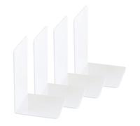 Lot de 4 serre-livres en acrylique - En forme de L - Organisateurs de bureau pour livres, magazines - Bouchon décoratif en acrylique