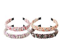 Lot de 4 serre-têtes en forme de fleurs pour femme - Serre-tête large en plastique - Bandeau en satin - Bandeau élastique antidérapant - Accessoire de cheveux tendance
