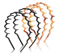 Lot de 4 serre-têtes en forme de zigzag, en plastique ondulé, pour femme, pour le sport, l'extérieur, le quotidien