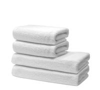 Lot de 4 Serviettes | 2 Serviettes de Bain 70x140cm + 2 Serviettes de Toilette 50x100cm | 100% Coton Premium | Epais 500g/m2 | Linge de Bain Doux & Absorbant | Oeko-TEX | Marque Ôhm | Blanc