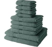 Lot de 4 Serviettes de Bain 30x50 + 4 Serviettes de bain50x90 + 2 Draps de Bain 70x130 cm 100% Coton - Céladon