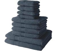 Today Lot de 10 serviettes et draps de bain Denim 100% coton – 4x30x50, 4x50x90, 2x70x130