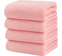 Lot De 4 Serviettes De Bain En Microfibre Ultra Douces Et Très Absorbantes,Légères Et À Séchage Rapide,Pour Le Corps,Le Sport,Le Yoga,Le Spa,Le Fitness,Rose