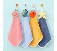 Lot de 4 Serviettes de Cuisine et Salle de Bain en Polaire - Essuie-Mains Absorbants à Suspendre, Séchage Rapide, Microfibre Douce, Idéal pour Enfants et Adultes