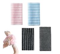Lot de 4 serviettes de douche exfoliantes japonaises pour le dos, éponge en filet, éponge exfoliante, exfoliante pour le corps, gant de toilette double face, luffa naturel pour homme et femme