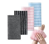 Lot de 4 serviettes de gommage longues double face pour le corps, pour homme et femme, pour le bain, le nettoyage de la peau, le spa et les voyages