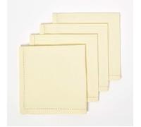 HOMESCAPES Serviette de Table en Tissu Coton, Lot de 4, Linge de Table uni, Crème 45x45 cm