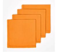 HOMESCAPES Serviette de Table en Tissu Coton, Lot de 4, Linge de Table uni, Orange 45x45 cm
