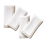 Lot de 4 serviettes de table en lin 100 % pur lin avec bord doré brodé - 50,8 x 50,8 cm - Serviettes brodées lavables pour l'été, décoration de mariage