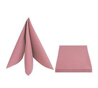 Lot de 4 serviettes de table rectangulaires - 50 x 50 cm - Aspect lin - Vieux rose - Lavables - Imperméables - Protection anti-taches - Facile d'entretien - Avec bord ourlet