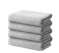 Lot de 4 Serviettes de Toilette 50x100cm | Serviettes de Bain Petite Taille | 100% Coton Premium | Epais 500g/m2 | Linge de Bain Doux & Absorbant | Oeko-TEX | Marque Ôhm | Gris clair