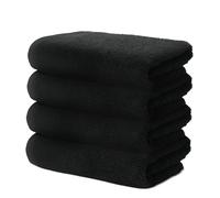 Lot de 4 Serviettes de Toilette 50x100cm | Serviettes de Bain Petite Taille | 100% Coton Premium | Epais 500g/m2 | Linge de Bain Doux & Absorbant | Oeko-TEX | Marque Ôhm | Noir