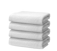 Lot de 4 Serviettes de Toilette 50x100cm | Serviettes de Bain Petite Taille | 100% Coton Premium | Epais 500g/m2 | Linge de Bain Doux & Absorbant | Oeko-TEX | Marque Ôhm | Blanc