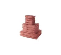 Lot de 4 serviettes invité 30x50 cm + 4 serviettes de bain 50x100 cm + 2 draps de bain 70x130 cm 100% coton terracotta