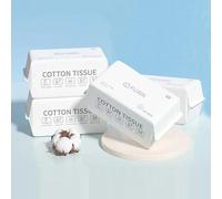 Lot de 4 serviettes jetables douces pour le visage - En coton - Lingettes humides et sèches - Démaquillant pour soins de la peau - Non tissées - Absorption d'eau - Agent fluorescent Hy