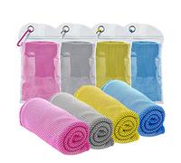 Lot de 4 Serviettes rafraîchissantes 101,6 x 30,5 cm,Serviettes de Glace,Douces et Respirantes en Microfibre pour Yoga,Golf,Sport,Gym, entraînement Fitness activités de Plein air et Plus Encore