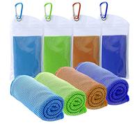 Lot de 4 Serviettes rafraîchissantes 101,6 x 30,5 cm,Serviettes de Glace,Douces et Respirantes en Microfibre pour Yoga,Golf,Sport,Gym, entraînement Fitness activités de Plein air et Plus Encore