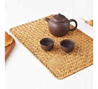 Lot de 4 Set de Table en Osier, 43 x 30 cm, Set de Table Rectangulaires en Rotin, Sets de Table en Jonc de Mer Naturel pour Dîner/Table Basse