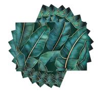 Lot de 4 Set de Table Lavable Plantes Set de Table Tressé en Coton et Lin Résistantes à la Chaleur Antidérapant pour la Fête du Mariage (Feuille d'or Feuille de bananier Verte,30×45 cm)