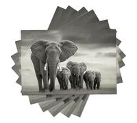 Lot de 4 Set de Table Lavable Portraits d'animaux Set de Table Tressé en Coton et Lin Résistantes à la Chaleur Antidérapant pour la Fête du Mariage,Éléphant Gris d'Afrique 30×45 cm