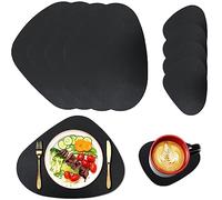 Lot De 4 Set De Table Lavable, Set De Table en Cuir De Verre, Cuir Napperons Antidérapant Double Face Imperméables Set pour Maison, Salle À Manger, Hôtel Et Bureau, 45x34cm (Noir)