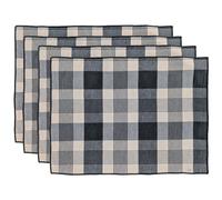 Lot de 4 sets de table 37x50 cm collection NESS en coton fil teint à carreaux noir caviar