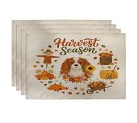 Lot de 4 sets de table à motif de chien Cavalier King Charles Spaniel, 30,5 x 45,7 cm, motif imprimé de récolte d'automne pour la maison, la salle à manger, les vacances à la ferme, la cuisine, la