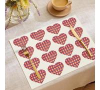 Lot de 4 Sets de Table Amour, Dessous Table Antidérapants en Lin Dessin Minimaliste, Dessous Lavable pour Cuisine et Salle à Manger Décor 30x45cm