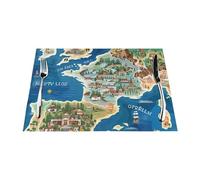 Lot de 4 sets de table antidérapants et résistants à la chaleur en PVC imprimé carte de la Grèce pour décoration moderne de cuisine, table à manger, mariage, 45 x 30 cm