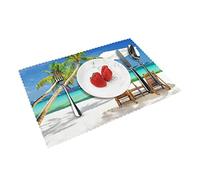 Lot de 4 sets de table antidérapants pour table de salle à manger, vacances tropicales, pour cuisine, intérieur et extérieur, pour table de salle à manger