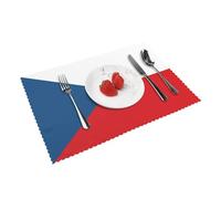 Lot de 4 sets de table avec motif drapeau de la République tchèque, 30,5 x 45,7 cm, pour décoration quotidienne de salle à manger et de banquet