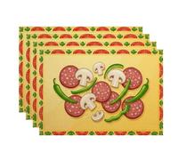 Lot de 4 sets de table colorés et amusants pour cuisine, décoration d'intérieur et d'extérieur Motif pizza