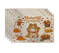Lot de 4 sets de table d'automne motif chien berger Shetland, 30,5 x 45,7 cm, motif imprimé de récolte de ferme d'automne pour dîner à la maison, épouvantail de ferme, fête de vacances, cuisine