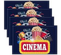 Lot de 4 sets de table de 30,5 x 45,7 cm sur le thème du cinéma abstrait pour enfants, adolescents et adultes, décoration de tickets de film, style moderne et simple, pour table de salle à manger