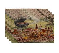 Lot de 4 sets de table de camping avec motif de chien cocker printaniel, 30,5 x 45,7 cm, tapis de table de voyage, chiot et barbecue pour dîner, pique-nique, vacances, décoration de la maison et de la