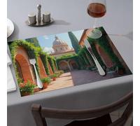 Lot de 4 sets de table de salle à manger avec décoration de ferme moderne et charmante cour italienne avec dôme, cadeaux dorés pour filles