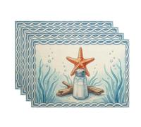 Lot de 4 sets de table décoratifs en forme d'étoile de mer sur le thème de l'océan nautique pour salle à manger, plage, été, intérieur, extérieur, cuisine, fête