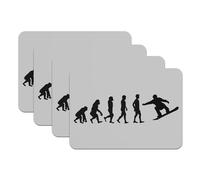 Lot de 4 Sets de Table Dessous en Caoutchouc Gris - Evolution Snowboard Sport d'hiver Athlète - Grand Format 39,5 x 28,5 cm