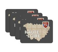Lot de 4 Sets de Table Dessous en Caoutchouc Noir - Haute Loire 43 Departement Le PUY en Velay Carte Ancienne Rare - Grand Format 39,5 x 28,5 cm