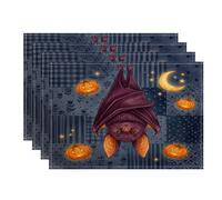 Lot de 4 sets de table d'Halloween à suspendre, chauve-souris et