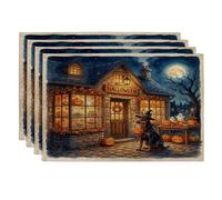 Lot de 4 sets de table d'Halloween en forme de chien doberman, 30,5 x 45,7 cm, citrouilles mignonnes pour dîner, vacances d'automne, décoration de la maison et de la cuisine