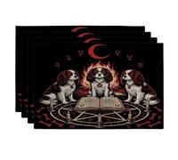 Lot de 4 sets de table d'Halloween motif chien Cavalier King Charles épagneul, 30,5 x 45,7 cm, décoration saisonnière pour salle à manger, décoration de maison et de cuisine