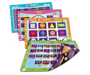 Lot de 4 sets de table double face pour enfants - Éducation élémentaire - Facile à nettoyer - 8 motifs