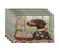 Lot de 4 sets de table doux à motif de chien pointeur allemand de Pâques - 30,5 x 45,7 cm - Motif chiot Victoria Country