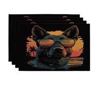 Lot de 4 sets de table doux d'été en forme de chien berger allemand, 30,5 x 45,7 cm, motif animal de compagnie rétro, décoration de la maison et de la cuisine