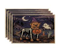Lot de 4 sets de table doux pour Halloween Bullmastiffs - 30,5 x 45,7 cm - Motif chiot d'horreur - Pour dîner à la maison, fête de vacances effrayante - Décoration de cuisine