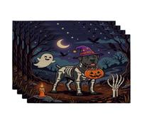 Lot de 4 sets de table doux pour Halloween Cane Corso - 30,5 x 45,7 cm - Motif chiot d'horreur - Pour dîner à la maison, fête de vacances effrayante - Décoration de cuisine
