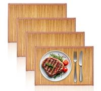 Lot de 4 sets de table en bambou - 45 × 30 cm - Résistants à la chaleur - Lavables - Enroulables - Pour fête, cuisine, table à manger