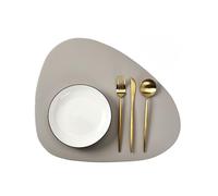 Lot de 4 sets de table en cuir synthétique lavable 45,5 x 35,5 cm - Platzsets Platzdeckchen Lederoptik Hitzebeständig Tischuntersetzer für Hause Küche Restaurant und Hotel, Beige Grau